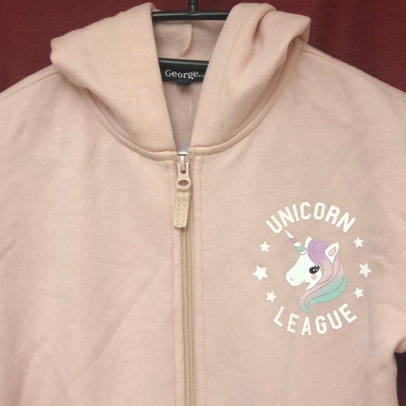 Pink ZipUp 🦄 Hoodie JrGirls Large 10/12 - Picture 2 of 7